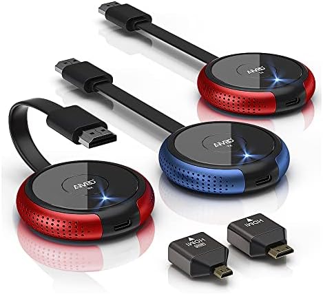 AIMIBO Vezeték nélküli HDMI-Adó-Vevő készülék 4K, 1 Vevő, 2 Adó, 2, 4 G/5G Videó/Audió adapter Laptop,