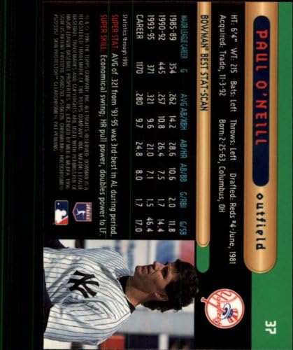1996 Bowman Legjobb 37 Paul O ' neill New York Yankees MLB Baseball Kártya NM-MT
