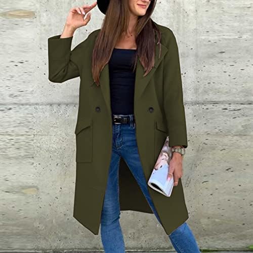 Shusuen Női Bevágott Hajtóka egysoros Outwear Téli Kabát Szilárd Vékony, Közepes Hosszúságú Kabát