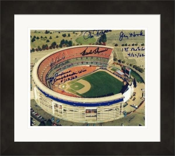 Shea Stadium New York Mets dedikált 8x10 fotó által aláírt 5 legendák 62 Egyház Hickman Horog Thomas