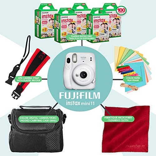 FUJIFILM INSTAX Mini 11 Instant Film Kamera (Jég-Fehér) + TARTOZÉK CSOMAG, AMELY TARTALMAZZA 5X Fujifilm