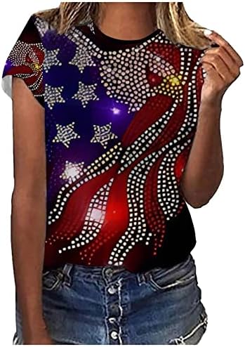 Női július 4-Amerikai Zászlós Póló, USA Csillagok Csíkos Grafikus Póló, Nyári, Alkalmi, Rövid Ujjú Hazafias