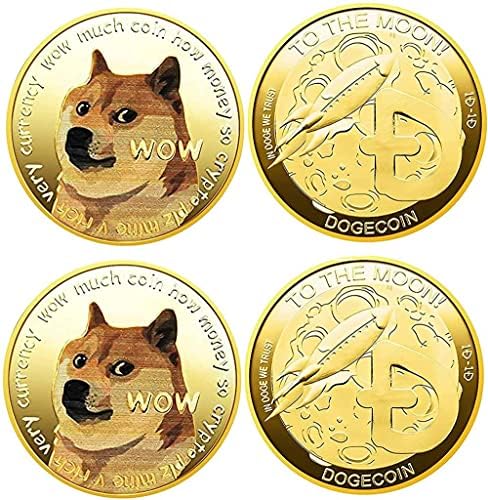 2 oz Dogecoin Emlékérme Aranyozott Dogecoin Fizetőeszköz 2021 Limitált szériás Gyűjthető Érme Állat Virtuális
