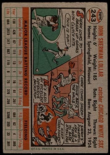 1956 Topps 243 Sherm Lollar Chicago White Sox (Baseball Kártya) JÓ White Sox