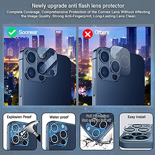 [2+2 Csomag] Soonear Edzett Üveg kijelző Védő fólia + Kamera Lencséjét Védő Kompatibilis iPhone 12 Pro