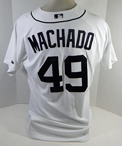 2015 Detroit Tigers Dixon Machado 49 Játék Kiadott Fehér Jersey Marchant S P 6 - Játék Használt MLB Mezek