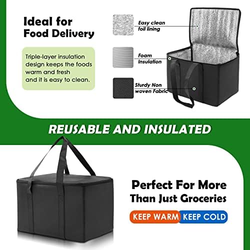 DAREKUKU 3 Csomag Újrafelhasználható Táskák, Összecsukható Mosható Szigetelt Bevásárló Táska Élelmiszert